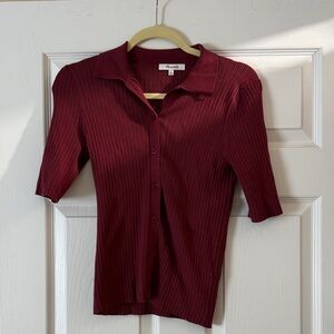 Madewell Burgundy Ribbed Button Down Shirt